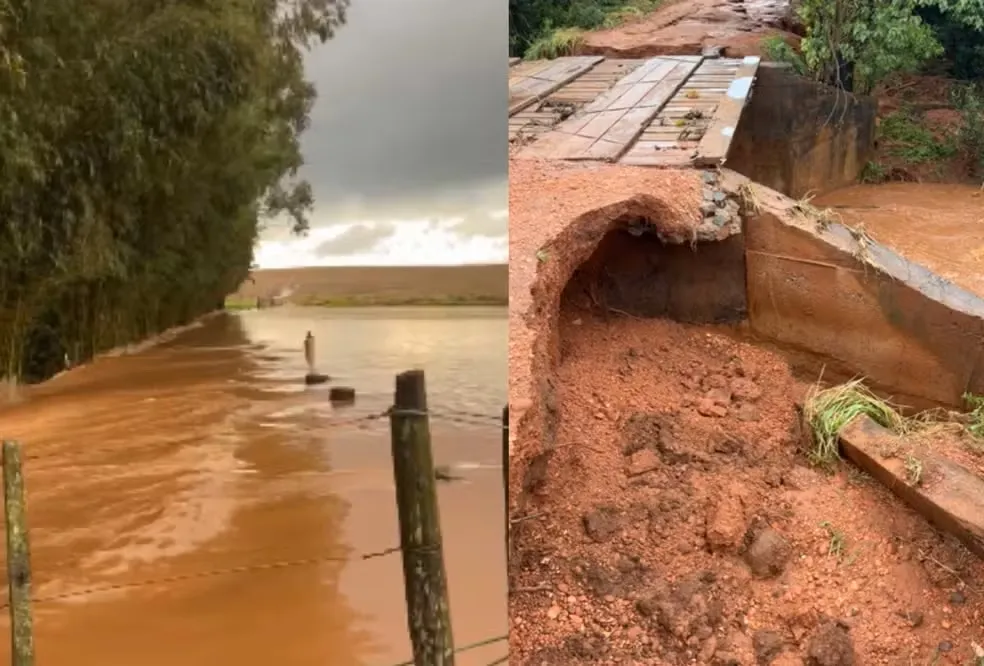 Lavoura em Antonio João e ponte em Ponta Porã destruidas pela chuva — Foto: Reprodução